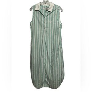 Christian Dior Lingerie vintage 100% cotton blue pinstriped night gown